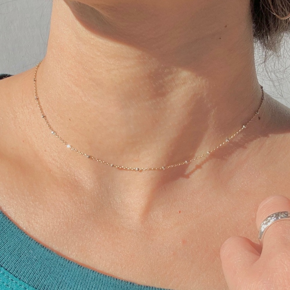 Dainty Choker Necklace 14K Gold Filled Two tone